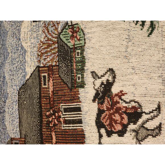Vintage Tapestry Rug Country Christmas Cow Barn Rustic Farmhouse Table 20x36 - Picture 11 of 11